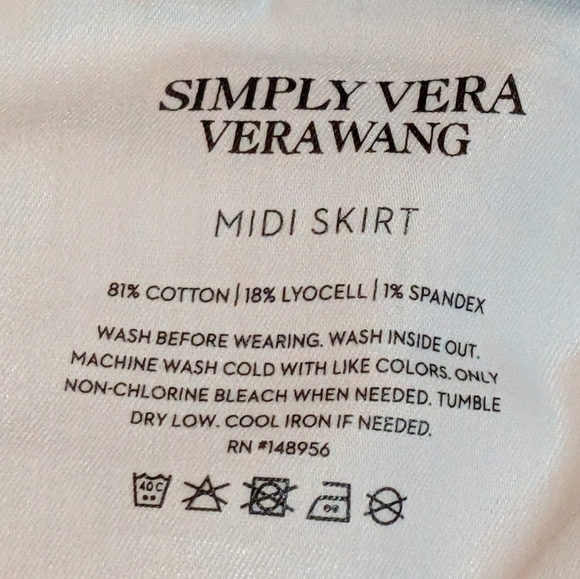 Simply Vera Stretch Midi Denim Skirt Front Slit XXL - Picture 10 of 11